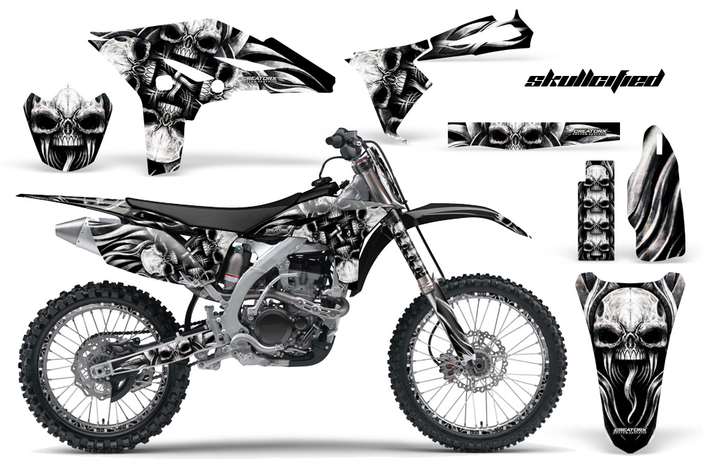 Yamaha YZ250F 2010-2012 Graphics Kit Skullcified Silver Black NP Rims